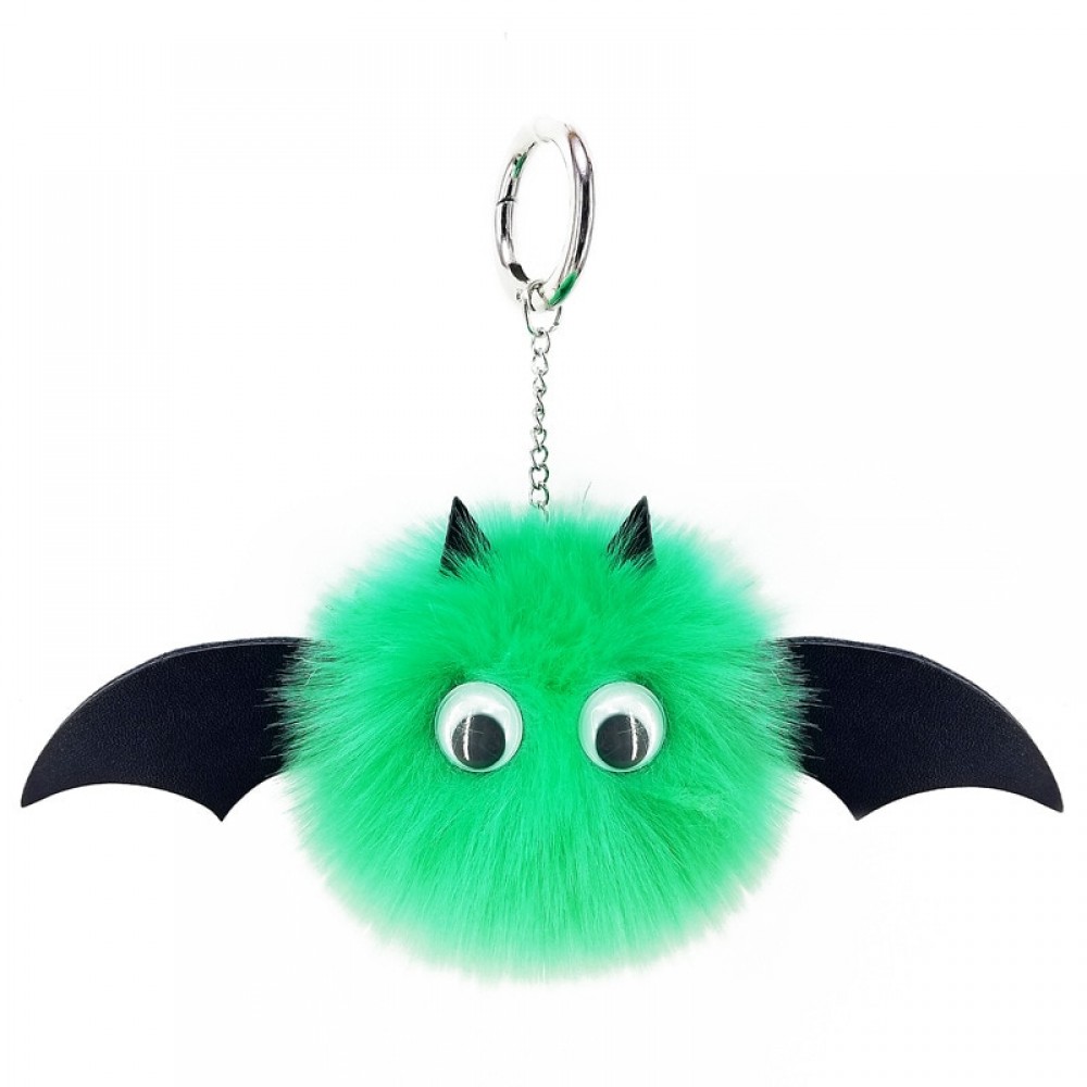 New Mini Kawaii Plush Cool bat Fur Ball keychain Soft Toys Cute Kids Plush Dolls pompom fluffy Car Key Baby For Girls Women gift