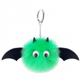 New Mini Kawaii Plush Cool bat Fur Ball keychain Soft Toys Cute Kids Plush Dolls pompom fluffy Car Key Baby For Girls Women gift