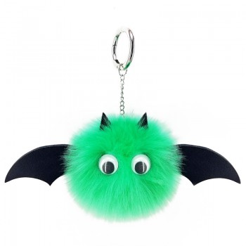 New Mini Kawaii Plush Cool bat Fur Ball keychain Soft Toys Cute Kids Plush Dolls pompom fluffy Car Key Baby For Girls Women gift