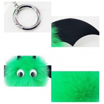 New Mini Kawaii Plush Cool bat Fur Ball keychain Soft Toys Cute Kids Plush Dolls pompom fluffy Car Key Baby For Girls Women gift