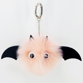 New Mini Kawaii Plush Cool bat Fur Ball keychain Soft Toys Cute Kids Plush Dolls pompom fluffy Car Key Baby For Girls Women gift
