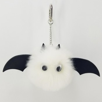 New Mini Kawaii Plush Cool bat Fur Ball keychain Soft Toys Cute Kids Plush Dolls pompom fluffy Car Key Baby For Girls Women gift