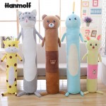 Long Body Animals Plush Pillow Stuffed Cylindrical Bolster Sleeping Companion Kids Adults Rabbit/Bear/Dino/Giraffe/Cat 95/140cm