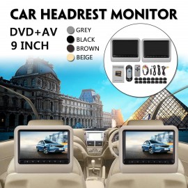 9 inch Car Headrest Monitor DVD +AV Player Remote Controller with Cable kit Car Pillow LCD monitor universal