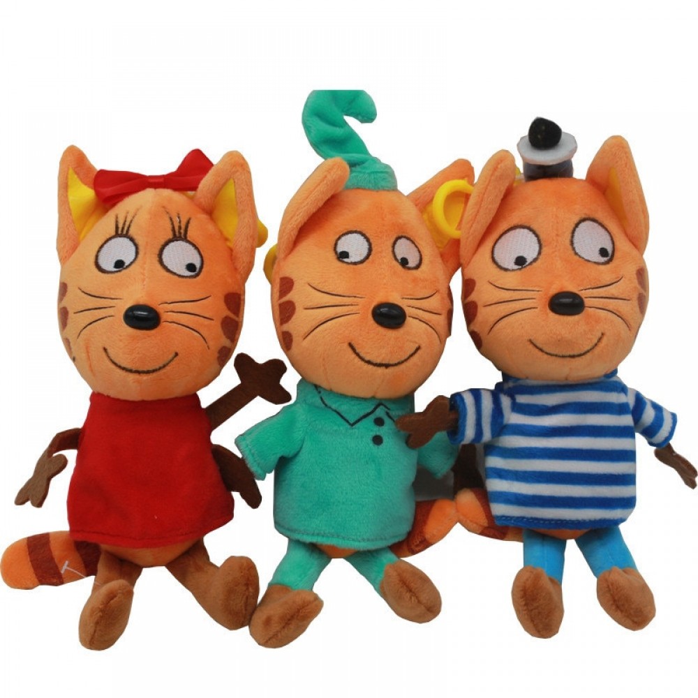 3pcs/lot Russian Cartoon Three Happy Kittens Cat With Musical Singing Suffed Plush Toys Soft Animals Cat Toy for Kids Gifts