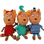 3pcs/lot Russian Cartoon Three Happy Kittens Cat With Musical Singing Suffed Plush Toys Soft Animals Cat Toy for Kids Gifts