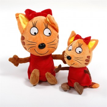 3pcs/lot Russian Cartoon Three Happy Kittens Cat With Musical Singing Suffed Plush Toys Soft Animals Cat Toy for Kids Gifts