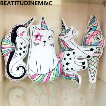 Cute New Unicorn Pillow, Cat Pillow, Hippopotamus Pillow Cushions, Animal Plush Toys, Children Bedroom Decoration, Children Toys