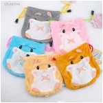 Hamster Mini 12cm Plush purse  Girls Sanitary Cotton Personal Card Holder Soft Stuffed Drawstring Pocket plush Bag Coin Purse