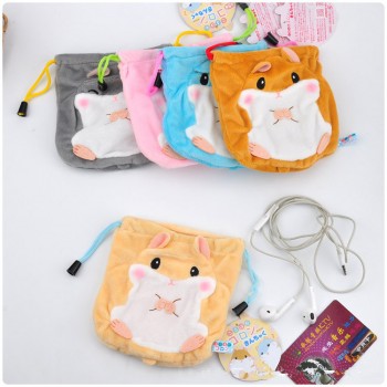 Hamster Mini 12cm Plush purse  Girls Sanitary Cotton Personal Card Holder Soft Stuffed Drawstring Pocket plush Bag Coin Purse