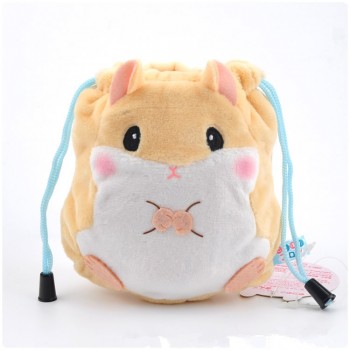Hamster Mini 12cm Plush purse  Girls Sanitary Cotton Personal Card Holder Soft Stuffed Drawstring Pocket plush Bag Coin Purse