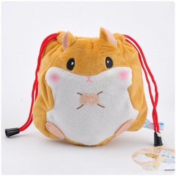 Hamster Mini 12cm Plush purse  Girls Sanitary Cotton Personal Card Holder Soft Stuffed Drawstring Pocket plush Bag Coin Purse