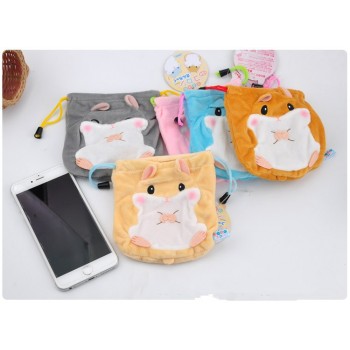 Hamster Mini 12cm Plush purse  Girls Sanitary Cotton Personal Card Holder Soft Stuffed Drawstring Pocket plush Bag Coin Purse