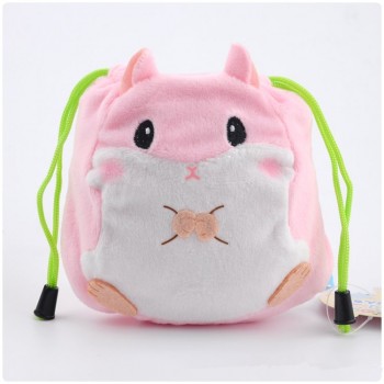 Hamster Mini 12cm Plush purse  Girls Sanitary Cotton Personal Card Holder Soft Stuffed Drawstring Pocket plush Bag Coin Purse