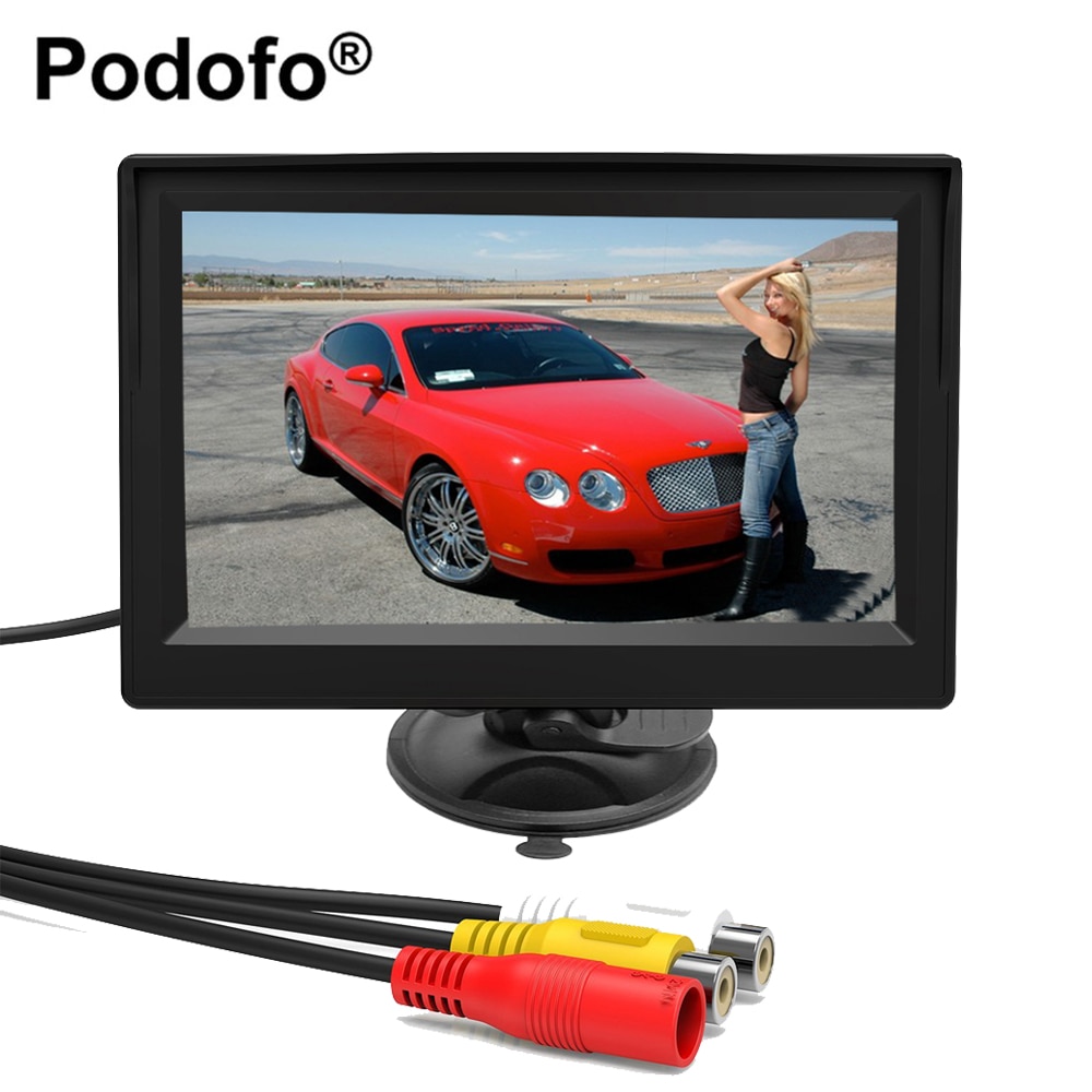 Podofo 4.3 Car monitor TFT LCD Car Rear View Monitor Parking Rearview System for Backup Reverse Camera Support VCD DVD Auto TV