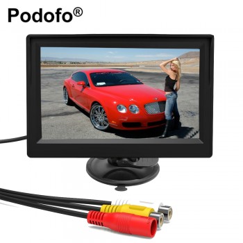 Podofo 4.3 Car monitor TFT LCD Car Rear View Monitor Parking Rearview System for Backup Reverse Camera Support VCD DVD Auto TV
