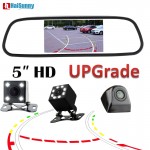HaiSunny 5 Inch Car Interior Rearview Mirror Monitor With ParkingBakcup Reverse Camera Dynamic Line Night Vision