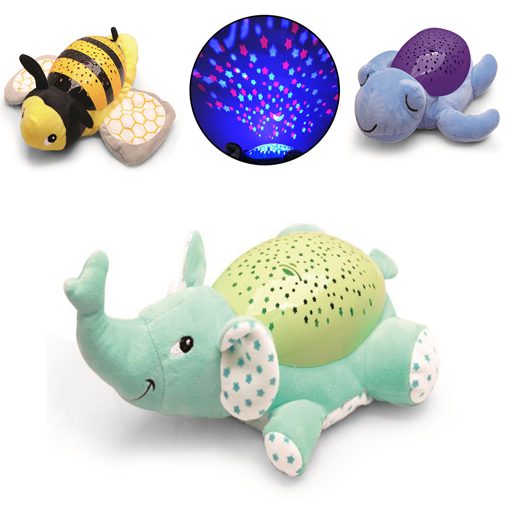 Cute Birthday Gift Musical Animal Lamp Baby Sleep Appease Sleepy Stuffed Toy with Light Led Night Light Stars Projector