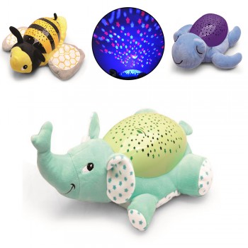 Cute Birthday Gift Musical Animal Lamp Baby Sleep Appease Sleepy Stuffed Toy with Light Led Night Light Stars Projector