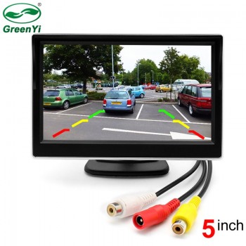 GreenYi 2 Ways Video Input 5 Inch TFT Auto Video Player 5 Car Parking Monitor For Rearview Camera Parking Assistance System