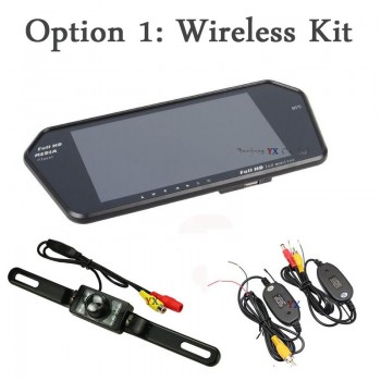 Koorinwoo Wireless 7 TFT LCD Screen 1024*600 Mirror Monitor Bluetooth MP5 with USB/SD Slot car Rearview Camera infrared System