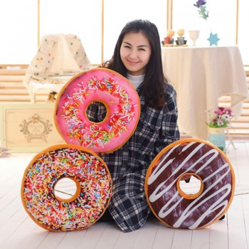 Plush Donut Pillow Toy Sofa Floor Indoor Seat Cushion Back Cushion Food Pillow Kids Play Reading Car Traveling Pillow 40cm