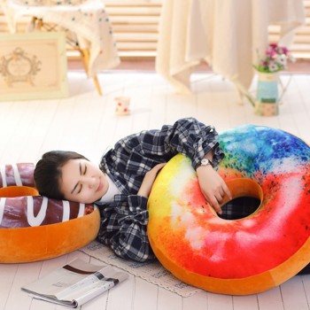 Plush Donut Pillow Toy Sofa Floor Indoor Seat Cushion Back Cushion Food Pillow Kids Play Reading Car Traveling Pillow 40cm