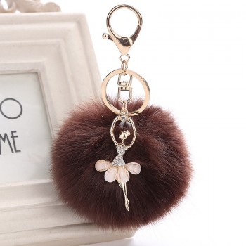 Dance Girl Car  Fashion Bag  Package Accessories Phone Shell Pendant Plush Rabbit Hair Wool-like Plush Keychains Children Gift