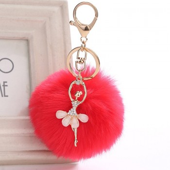 Dance Girl Car  Fashion Bag  Package Accessories Phone Shell Pendant Plush Rabbit Hair Wool-like Plush Keychains Children Gift
