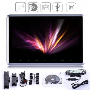 10 Digital TFT LCD Screen Auto Car Headrest Monitor USB/SD DVD Player Build-in IR/FM/Speaker with Game Disc HDMI Remote Control