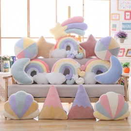 cute Sky Series Pillow Stuffed Moon, Shooting Star and Rainbow Plush Toys Soft Shell Cushion Nice baby sleeping Pillow