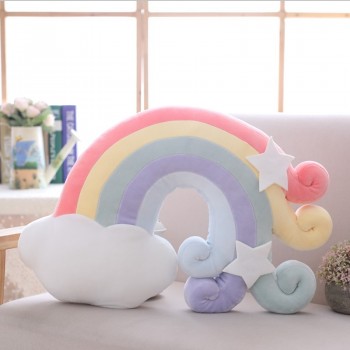 cute Sky Series Pillow Stuffed Moon, Shooting Star and Rainbow Plush Toys Soft Shell Cushion Nice baby sleeping Pillow