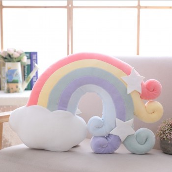 cute Sky Series Pillow Stuffed Moon, Shooting Star and Rainbow Plush Toys Soft Shell Cushion Nice baby sleeping Pillow