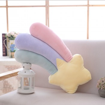 cute Sky Series Pillow Stuffed Moon, Shooting Star and Rainbow Plush Toys Soft Shell Cushion Nice baby sleeping Pillow