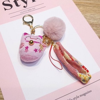 Cute Lucky Cat Plush Keychain Pendant Kawaii Keychains For Woman Car Bag KeyRing Toy