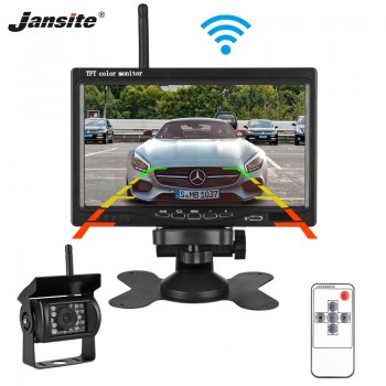 Jansite 7 TFT LCD Wireless Car Monitor Display Cameras Reverse Camera Parking System for Car Rear view Monitors Support DVD VCD