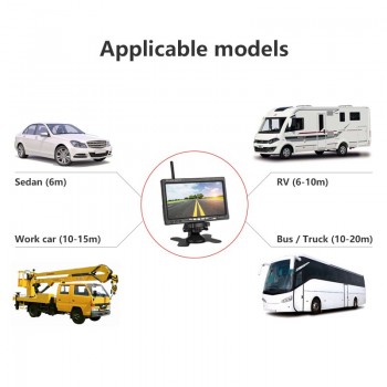 Jansite 7 TFT LCD Wireless Car Monitor Display Cameras Reverse Camera Parking System for Car Rear view Monitors Support DVD VCD