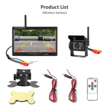 Jansite 7 TFT LCD Wireless Car Monitor Display Cameras Reverse Camera Parking System for Car Rear view Monitors Support DVD VCD