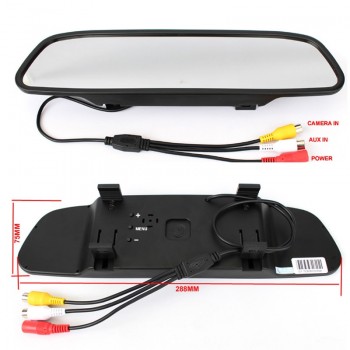 4.3 Digital TFT LCD Mirror Car Parking Rear View Monitor With 2 Video Input Connect  Rear / Front Camera Free Shipping Now