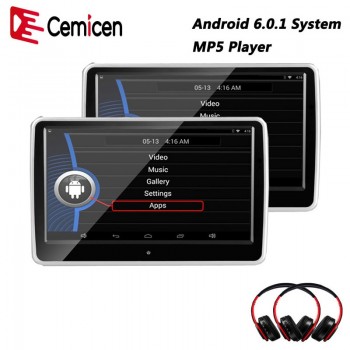 Cemicen 10.1 inch Car Headrest monitor Android 6.0.1 System with WIFI IPS Touch Screen MP5 Player with USB/SD/Bluetooth/Speaker
