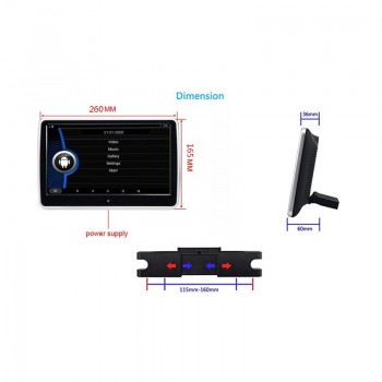 Cemicen 10.1 inch Car Headrest monitor Android 6.0.1 System with WIFI IPS Touch Screen MP5 Player with USB/SD/Bluetooth/Speaker
