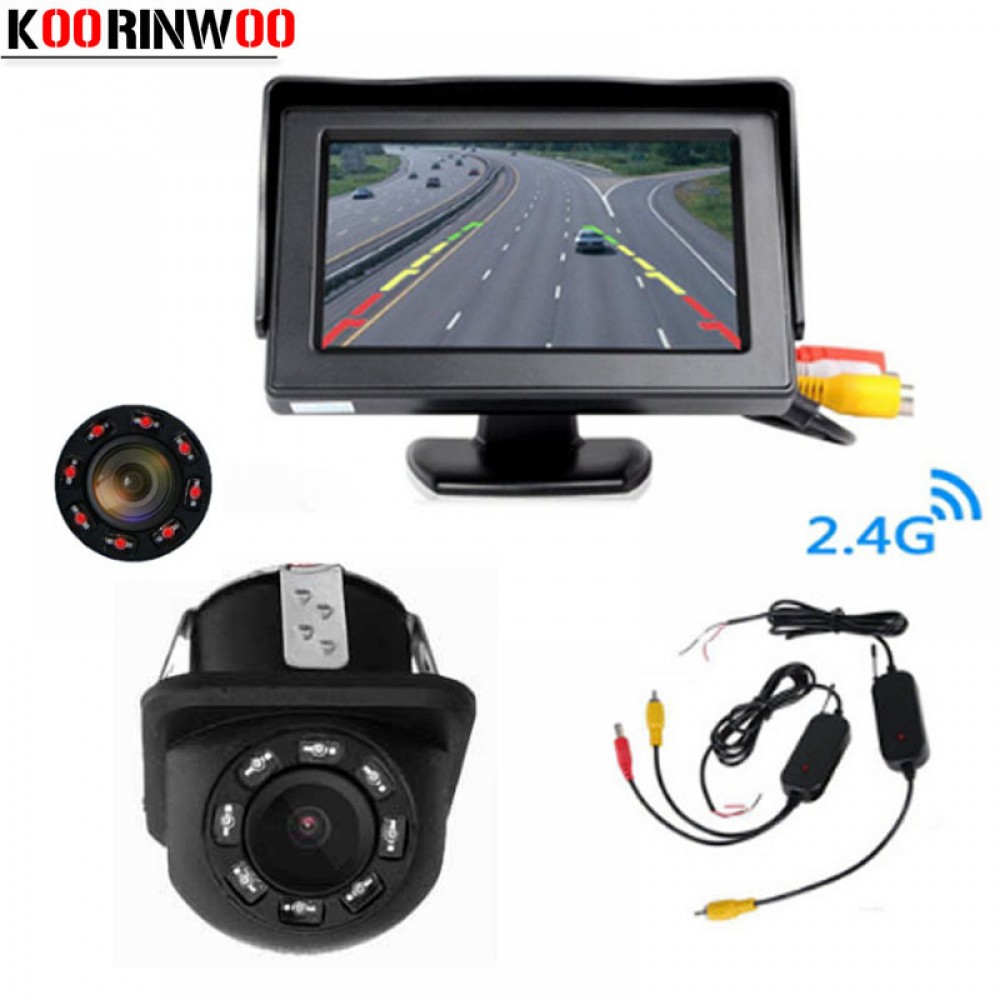 Koorinwoo Wireless Adopter Car Monitor Video System Car Rear View Camera Reversing Display Backup blind Safe Parking Assistance