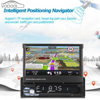 VODOOL Foldable 7 Touch Screen Car Stereo MP5 Player 1080P HD GPS Navigation Bluetooth Video Audio RDS AM FM Radio Media Player