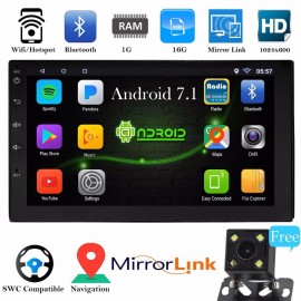 Kingslim Car auto Stereo Monitor Radio MP5 Android 7.1 Bluetooth Car Stereo Radio 2 DIN 7 MP5 Player with GPS Wifi Rear Camera