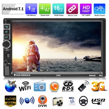 SWM 8802 Upgraded Version 7in 2 Din Quad-core Android 7.1 Car Stereo MP5 Player GPS Navi Bluetooth RDS FM AM Radio Head Unit