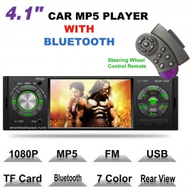 4.1 1 Din Car MP5 Player Audio Stereo Bluetooth USB AUX-IN FM Radio OLED Car Radio with Remote Control Support Rear View Camera