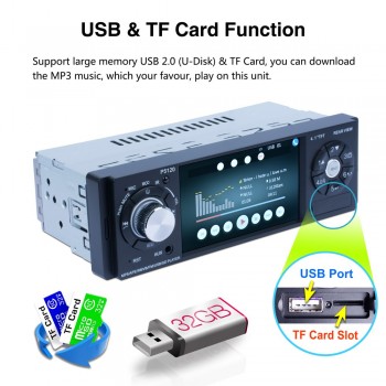 4.1 1 Din Car MP5 Player Audio Stereo Bluetooth USB AUX-IN FM Radio OLED Car Radio with Remote Control Support Rear View Camera