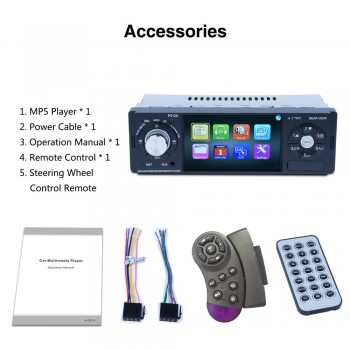 4.1 1 Din Car MP5 Player Audio Stereo Bluetooth USB AUX-IN FM Radio OLED Car Radio with Remote Control Support Rear View Camera