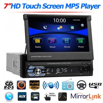 SWM 9601 Upgraded Foldable 7 Screen Car Stereo MP5 Player RDS AM FM Radio Bluetooth 4.0 Video Media Player Support USB/TF/AUX