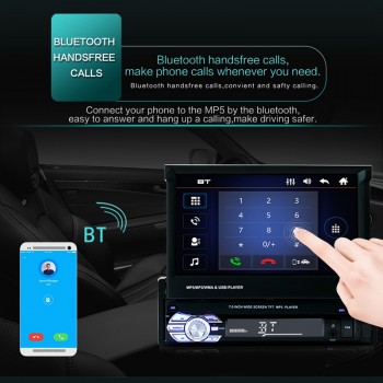 SWM 9601 Upgraded Foldable 7 Screen Car Stereo MP5 Player RDS AM FM Radio Bluetooth 4.0 Video Media Player Support USB/TF/AUX